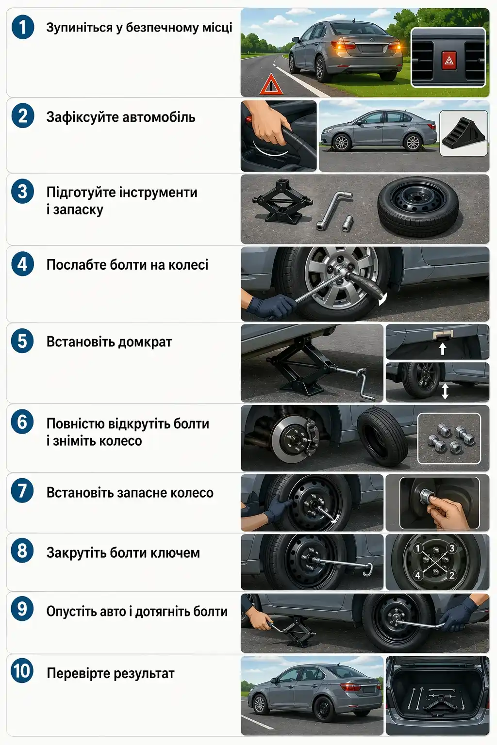 заміна колеса правила 